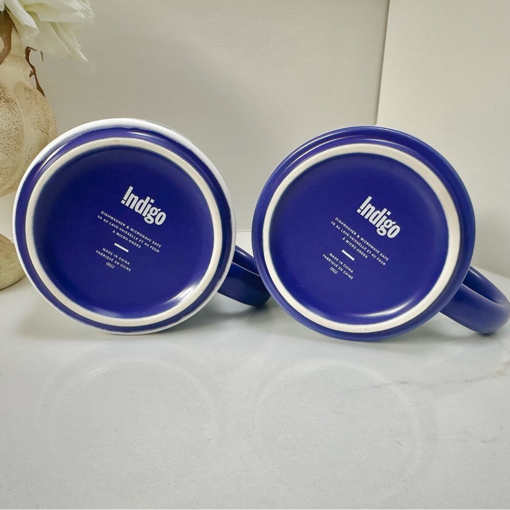 Indigo Checkered Retro Funky 70’s Style Ceramic Mug Set - Picture 12 of 16